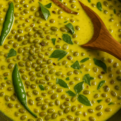 Hari Moong dal besan kadhi (1)