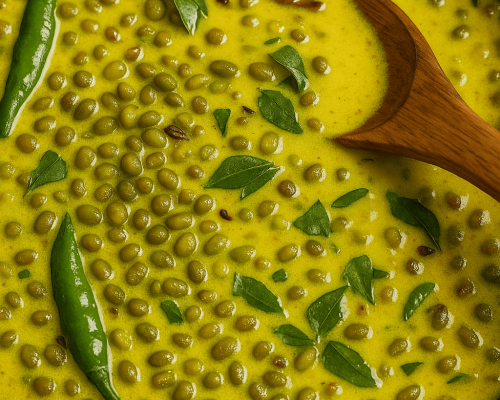 Hari Moong dal besan kadhi (1)