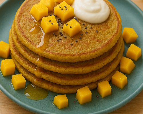 Multigrain Mango Pancakes